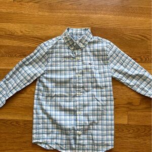 Vineyard Vines On The Go Performance Blue and Green Plaid Shirt